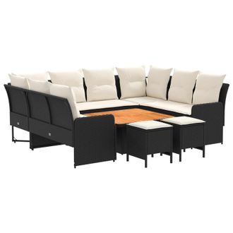 vidaXL Set Di Mobili 8 Pz Nero E Crema Rattan In Pe Vidaxl