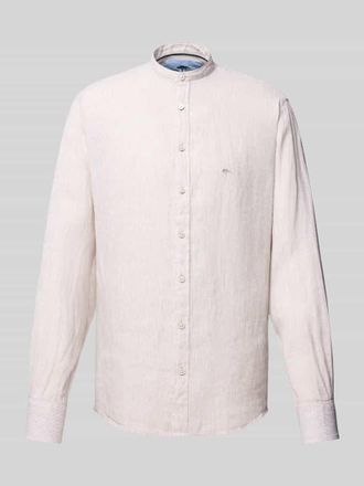 Fynch-Hatton Fynch-Hatton Slim Fit Leinenhemd mit Stehkragen in Sand, Gr&ouml;&szlig;e 3XL