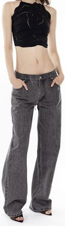 Mother of All Moa Mid Waist Wide Leg Denim in Gray at Nordstrom, Size X-Small