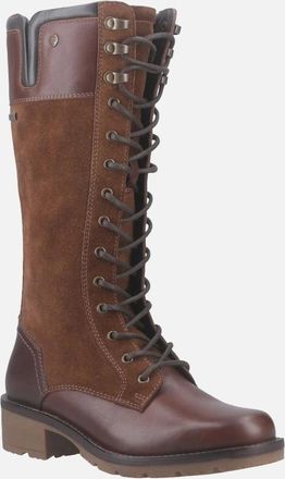 Hunter Womens Skye Womens Long Lace Up Boots - Brown - Size: 5
