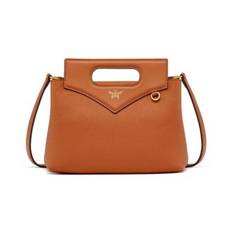 MCM Zachte Diamond Schoudertas van Korrelleer - Dames - Handtassen - Oranje - ONE Size - Leer - Tassen