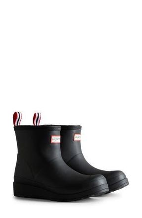 Hunter Play Short Faux Shearling Lined Waterproof Rain Boot in Dark Black at Nordstrom Rack, Size 10