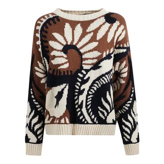 Max Mara Celebre Round-neck Truien - Dames - Ronde hals truien - Bruin - XL - Katoen - Truien & Vesten