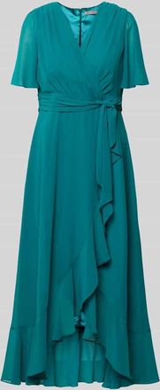 Christian Berg Cocktail Cocktailkleid in Wickel-Optik mit Volantsaum in Grass Mel, Gr&ouml;&szlig;e 34