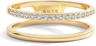 Mint & Lily Double Band Pave Ring in 18K Gold Over Sterling Silver at Nordstrom, Size 10