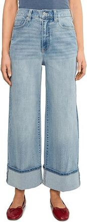 Liverpool L.A. Petite Morgan High-rise Cuffed Wide Leg Jean 28 Inseam Womens Jeans Rincon Beach : 10P 28, Cotton/Denim/Elastane