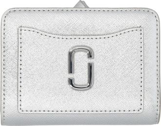 Marc Jacobs Metallic Utility Snapshot Mini Compact Portemonnee - Dames - Portefeuilles - Grijs - ONE Size - Leer - Accessoires