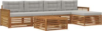 vidaXL Conjunto De Sof&aacute;s De Exterior 6 Uds. Natural Y Gris Claro Vidaxl