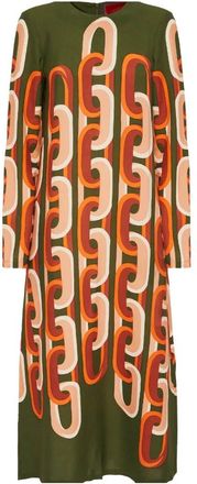 La DoubleJ Long Sleeve Midi Swing Jurk - Dames - Casual kleedjes - Veelkleurig - S - Kleedjes
