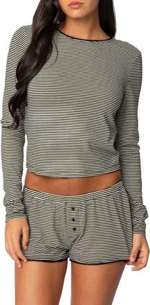 Edikted Suzy Stripe Long Sleeve Top in Black-And-White at Nordstrom, Size X-Small