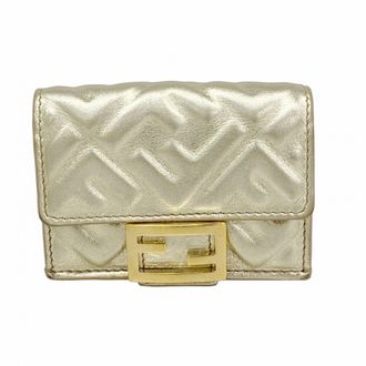 Fendi Gold Leather Wallet (Tri-Fold) (Pre-Owned)