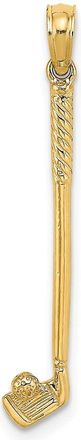 Diamond2Deal 14k Yellow Gold 3-D Single Golf Club with Ball Charm Pendant
