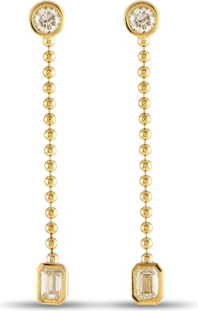 Luxury Bazaar 18K Yellow Gold 1.40ct Diamond Dangle Earrings AER-19572-Y