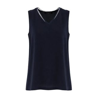 Fabiana Filippi Sleeveless Tops, female, Blue, Size: S V Neck Top