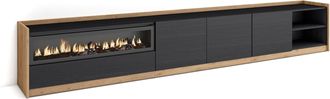 Skraut Home Skraut Home - Mueble Tv, Televisi&oacute;n, 310x37x50cm, Para Tv Hasta 80, Chimenea El&eacute;ctrica, Negro Y Roble