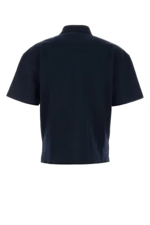 Saint Laurent Mens Navy Blue Piquet Polo Shirt Bleuminuit Exterior: Cotton T-shirts And Polos