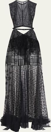 Stella McCartney Chantilly Lace Cutout Maxi Dress