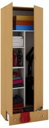 ebuy24 Vcm Gabinete De Escoba De Madera 6 Compartimentos Dimensiones:. An. 70 X Al. 196 X T. 40 Cm Gabinete Para El Hogar Armario Multiusos Caj&oacute;n Extra - Van