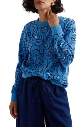 Seasalt Cornwall Bright Wave Organic Cotton Sweatshirt in Poppy Stems Sailboats at Nordstrom, Size 14 Us
