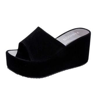 Generic Womens Mules with Heel Wedge Sandals Womens Platform Sandals Peep Toe Slippers Slides Wedge Heel Sandals Summer Slippers Summer Shoes Non-Slip Slipper
