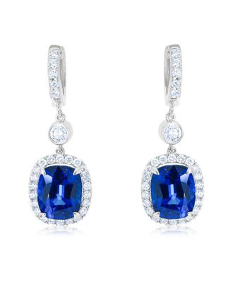 Diana M. Jewels Fine Jewelry 14K 9.56 Ct. Tw. Diamond & Sapphire Drop Earrings