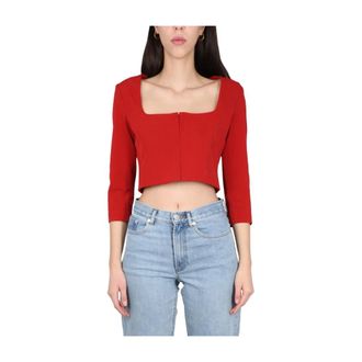 Acne Studios Overhemden, Dames, Rood, S, Hook Closure Square Neckl