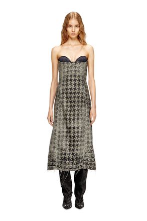 Diesel Midi dress in houndstooth-weave denim - Dresses - Woman - Multicolor
