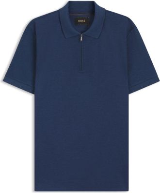 BOSS Mercerized-cotton polo shirt with zipper placket