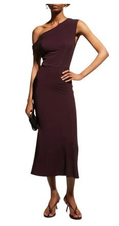 Iro Plum Pilar One-Shoulder Midi Dress with Back Cut-Out Size S