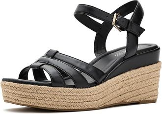 Life Stride Havana Espadrille Sandals Womens Wedge Shoes Black : 7.5 W (C), Synthetic