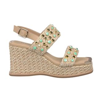 Alma En Pena Basket Studded Wedge Sandal - Dames - Sleehakken - Beige - 40 EU - Leer - Schoenen