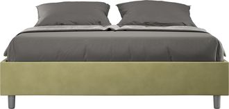 ITYhome Letto Matrimoniale Rivestito In Microfibra - Azelia - Dimensione Rete: 160x200 - Tipologia Letto: Con Rete E Contenitore - Colore: T&egrave; Verde