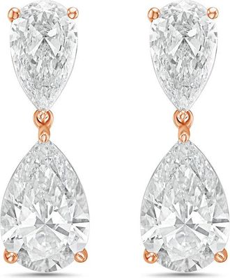 Diana M. Jewels 14KW RG 20.00 Ct TW of Lab grown pear shape diamond drop earrings