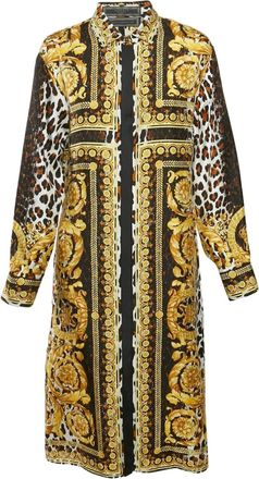 Versace Jurk met barokprint - Geel