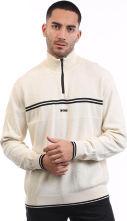 HUGO BOSS Mens Boss K Zone Quater-Zip Sweatshirt in White
