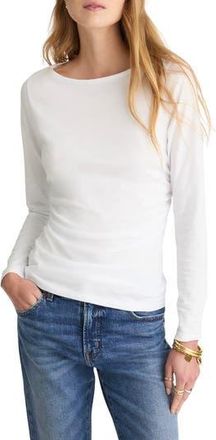 Madewell Ruched Long Sleeve Top in White at Nordstrom Rack, Size Xx-Small