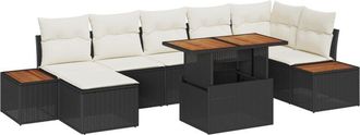 vidaXL Garden Sofa Set with Storage 8 pcs Black Poly rattan Vidaxl