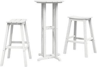 vidaXL Garden Bar Set 3 pcs White hdpe Vidaxl