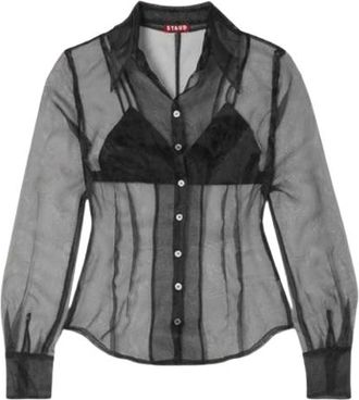 Staud Black Sheer Organza Hendrix Shirt and Bralette Size XS