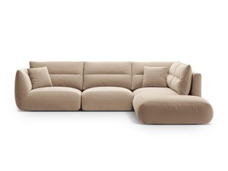 CXL by Christian Lacroix Sof&aacute; esquinero derecho 7 plazas de terciopelo beige almendra