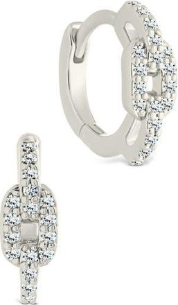 Sterling Forever Deborah Cubic Zirconia Buckle Huggie Hoop Earrings in Silver at Nordstrom Rack