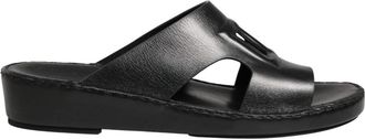Dolce & Gabbana DG Logo Slide - Heren - Sandalen - Zwart - 44 EU - Leer - Schoenen