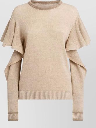 Moschino knit top open shoulder ruffled sleeves