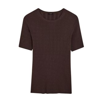 Joseph Satijnen Ribgebreide Top - Dames - T-shirts - Bruin - L - Satijn - Tops