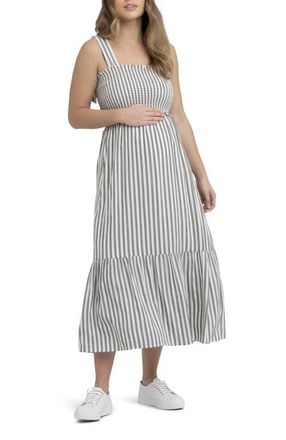 Ripe Ollie Smocked Dress in Black /White at Nordstrom, Size X-Large