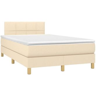 vidaXL Cama Box Spring Con Colch&oacute;n Y Luces Led Tela Crema 120x190 Cm Vidaxl