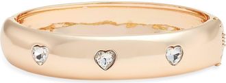 Open Edit Faceted Heart Hinged Bangle Bracelet in Clear- Gold at Nordstrom
