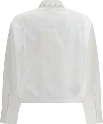 Marni Womens Cropped Long-Sleeve Shirt Lily White Cotton