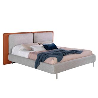 Angel Cerd&aacute; Brown Leatherette Double Bed with Grey Fabric