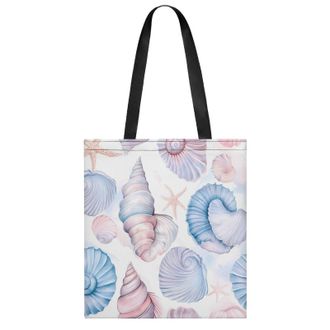 Generic Watercolor Seashell Pattern Womens Tote Casual Shopping Bag Lightweight Shoulder Bags Hobos Handbag for Work Travel Daily 35x40cm